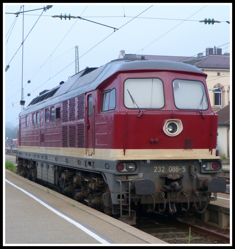 232 088 der EfW steht am 4.8.14 im Tübinger Hbf abgestellt. 