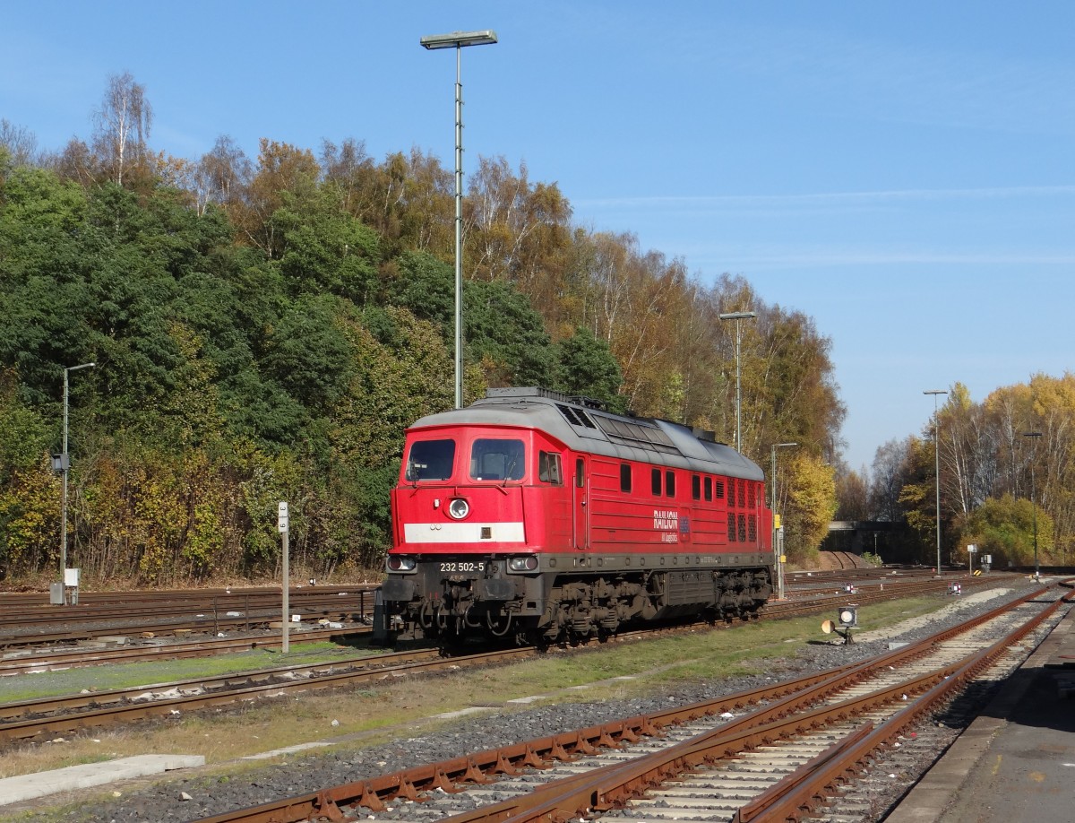 232 502-5 zu sehen am 03.11.14 in Marktredwitz.