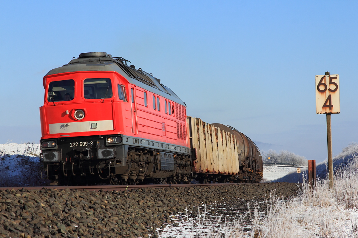 232 609-8 DBSR bei Marktleuthen am 25.02.2016.