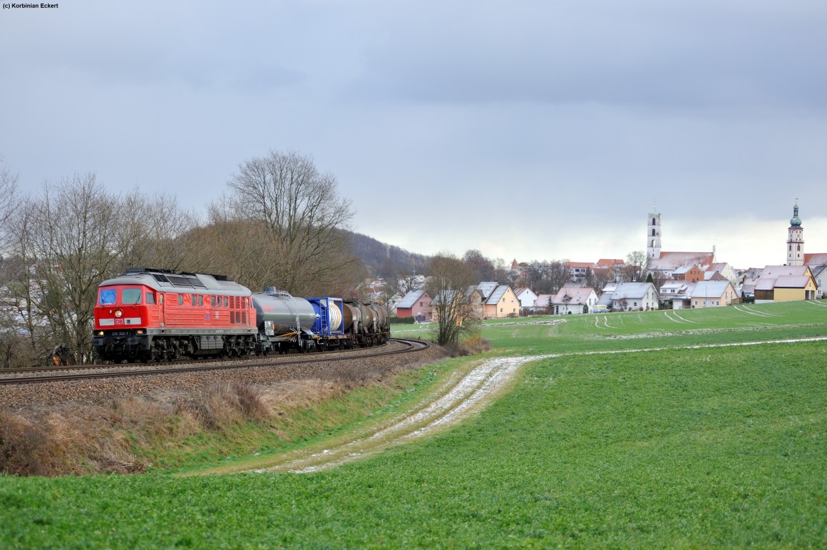 233 322-7 mit einem gemischten Güterzug bei Sulzbach-Rosenberg, 26.11.2013