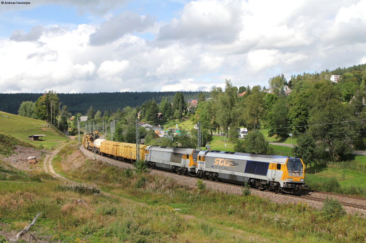 263 005-1 und 264 010-0 mit dem DGV 92105 (Offenburg Gbf-Würzburg Rbf) bei Sommerau 5.9.17