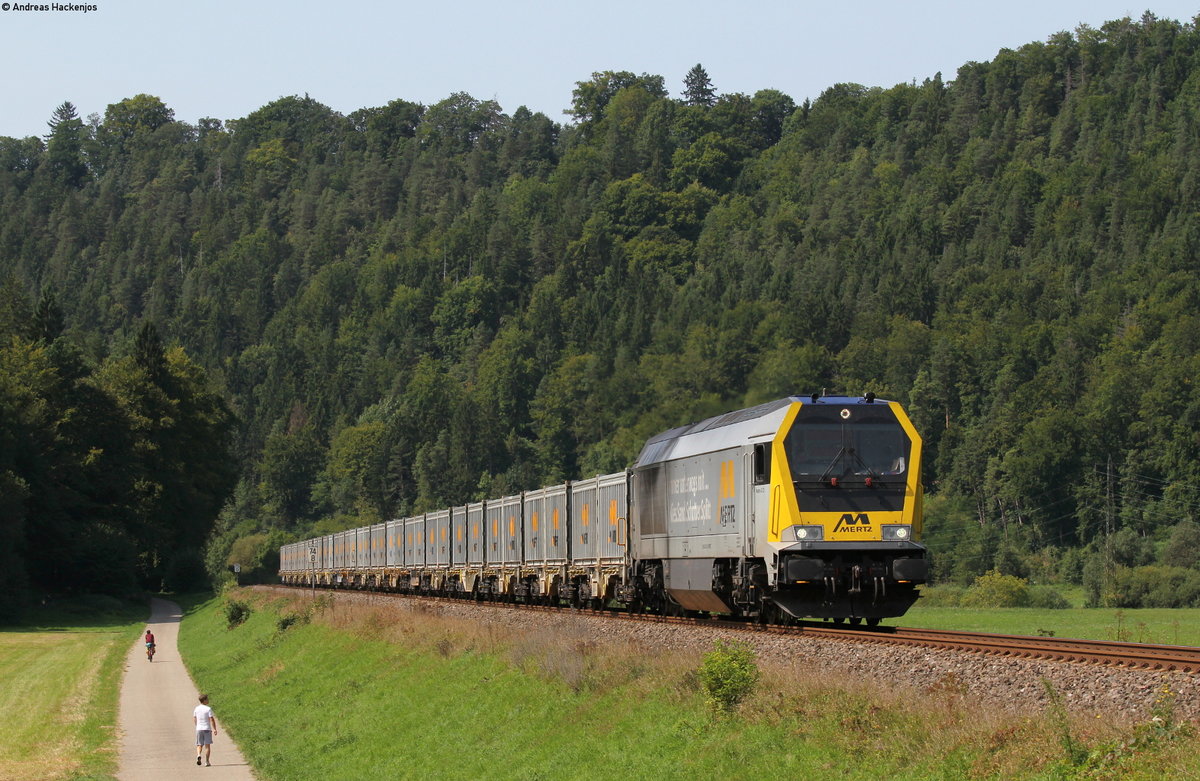 264 013-4 mit einem leeren Aushubzug bei Eyach 26.8.17