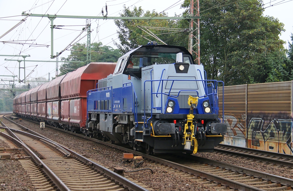 265 499-4 der Northrail mit Erzwagen Ganzzug aus Richtung Osten kommend. Aufgenommen am 02.20.2014 in Hannover Linden-Fischerhof.