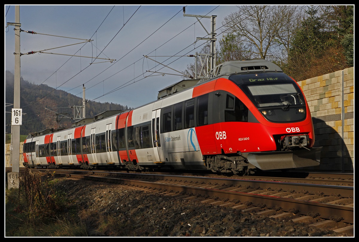 4024 040 als S1 bei Bruck an der Mur - Übelstein am 31.10.2018.