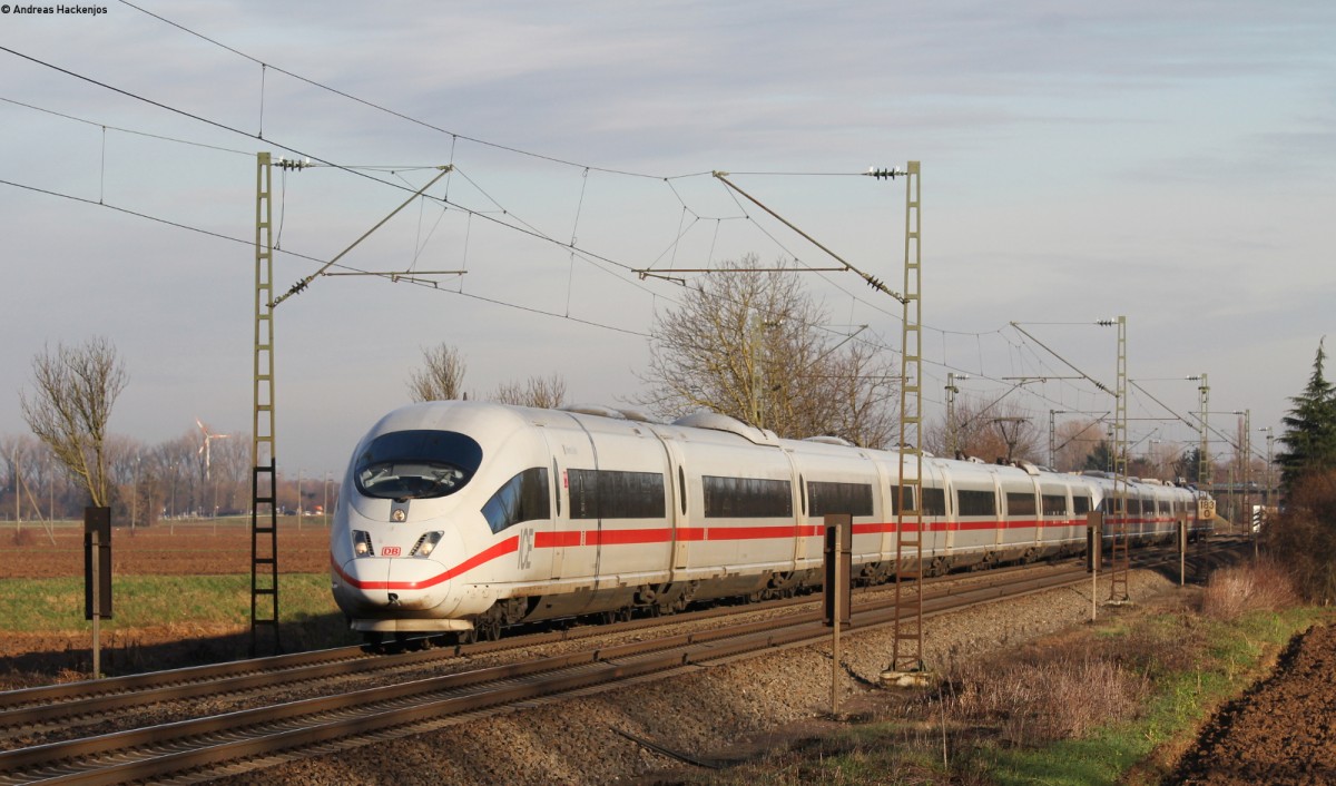 403 062-3  Schwerte (Ruhr)  und 403 018-5  Münster (Westf.)  als ICE 101 (Dortmund Hbf-Basel SBB) bei Riegel 15.1.14