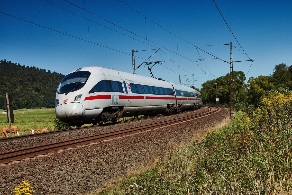 411 002-9 als ICE-T  Neubrandenburg  ist am 24.08.16 auf dem nach Frankfurt/M. gesehen bei Hermannspiegel.