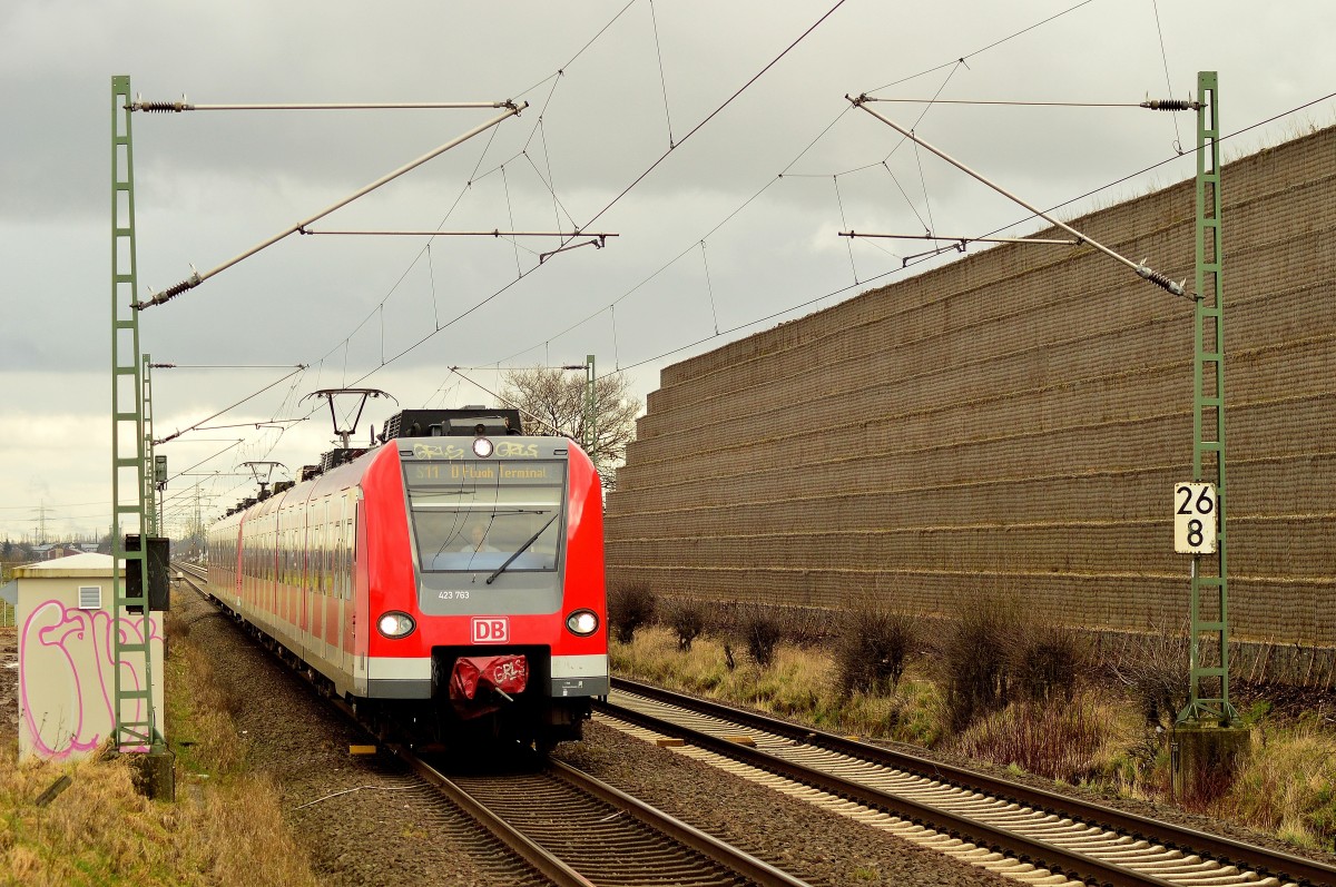 423 763 als S11 nach Düsseldorf Flughafen Termial bei Allerheiligen. 23.2.2015