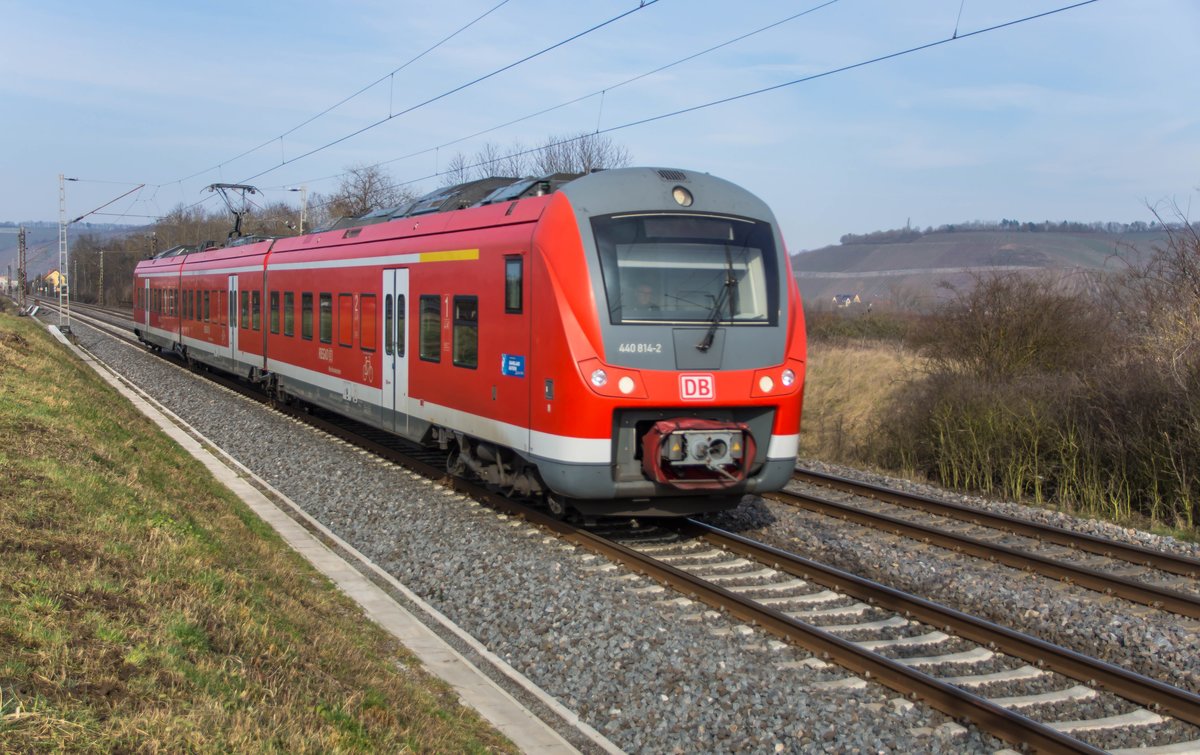 440 814-2 ist am 07.02.2018 als RB in Richtung Ochsenfurt bei Würzburg/Süd unterwegs.