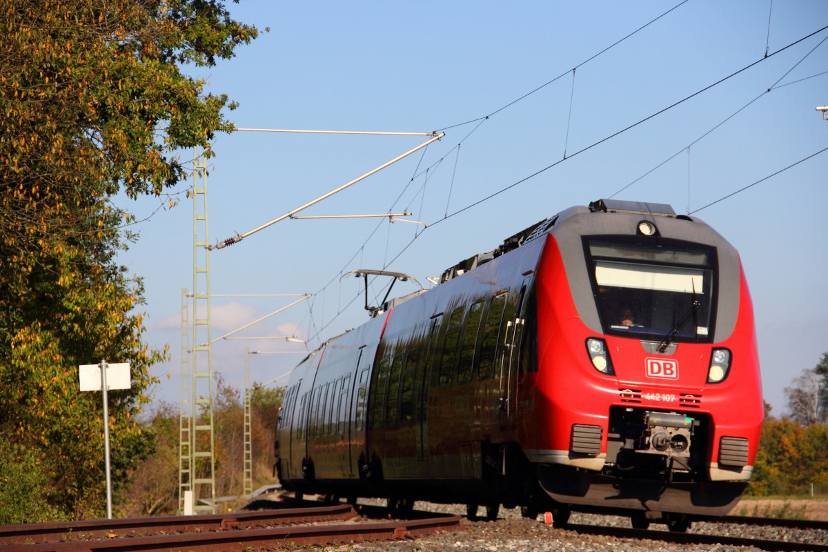 442 107 DB Regio bei Redwitz am 19.10.2014.