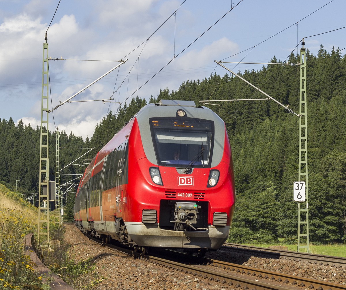 442 307 als RB nach Bamberg zwischen Steinbach am Wald und Frtschendorf (20.08.2013)