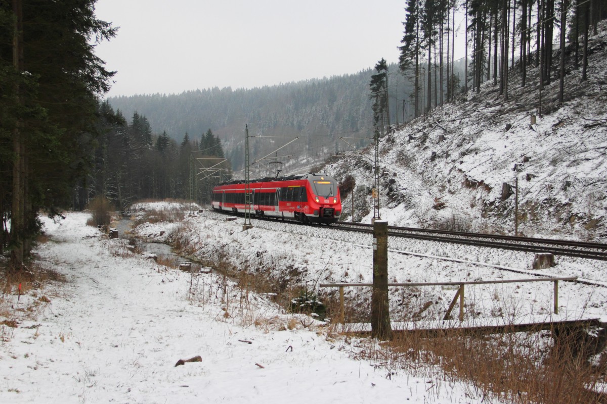 442 804 DB Regio im Frankenwald bei Steinbach am Wald am 24.01.2015.