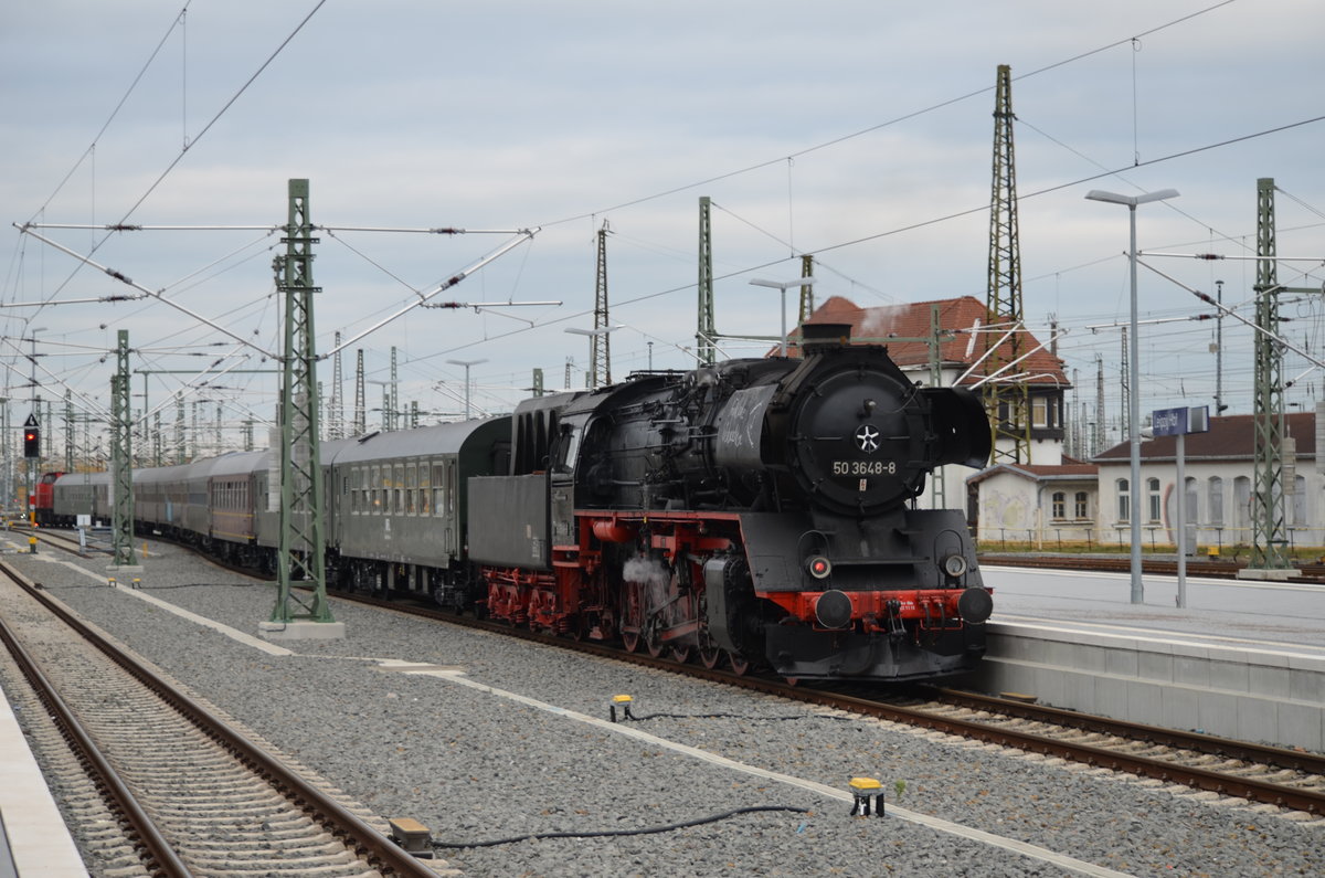 50 3648-8 des (SEM - Sächisches Eisenbahnmuseum Chemnitz (Sonderzug Letzter Eilzug auf der Strecke Meißen - Nossen - Döbeln) Leipzig Hbf 06.12.2015