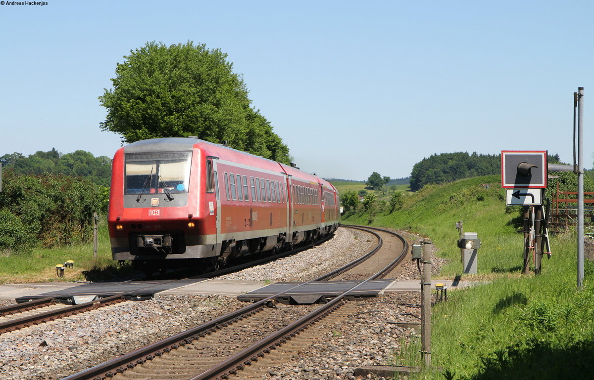 611 019-1 und 611 012-5 als IRE 3048 (Ulm Hbf-Basel Bad Bf) bei Wattenweiler 27.5.17