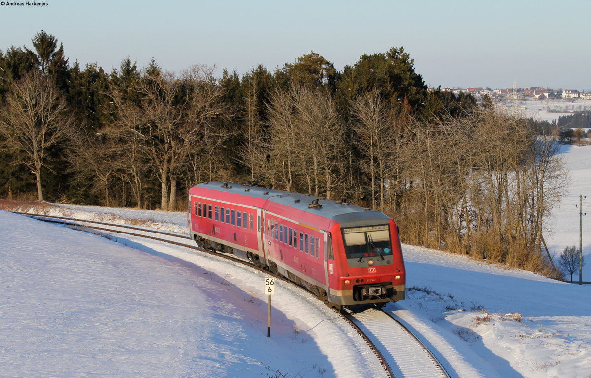 611 027-3 als RE 3212 (Ulm Hbf-Neustadt(Schwarzw)) bei Bachheim 25.2.18