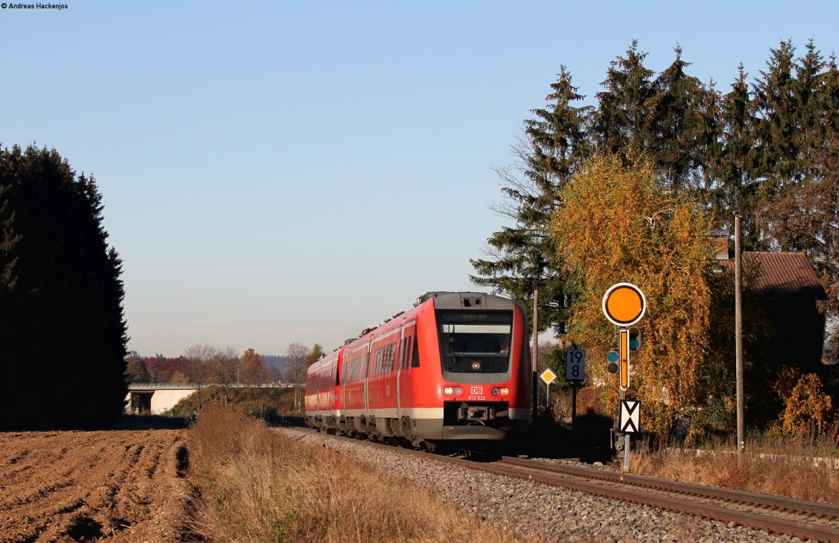 612 122-2 und 612 150-2 als RE 57649 (Ulm Hbf-Kempten(Allgäu)Hbf) bei Bad Grönenbach 1.11.15