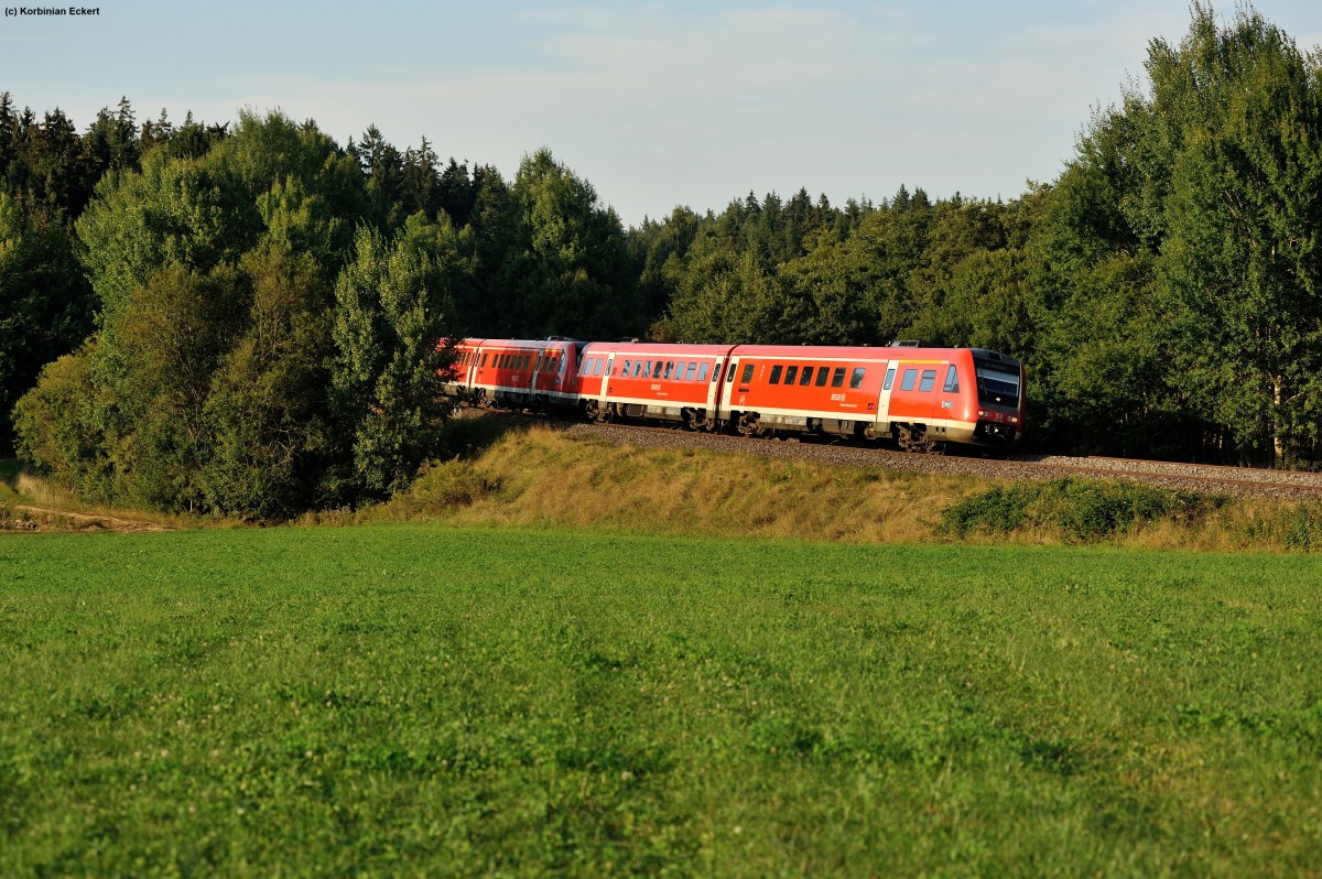 612 169 mit dem umgeleiteten IRE 5290 nach Nürnberg Hbf bei Oberteich, 07.09.2013