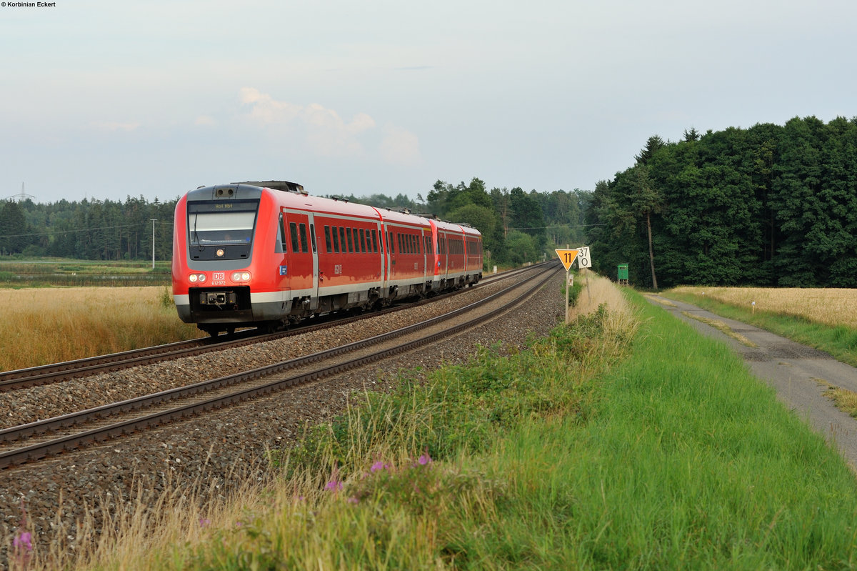 612 972 als RE3698 von Regensburg nach Hof bei Oberteich, 22.07.2016