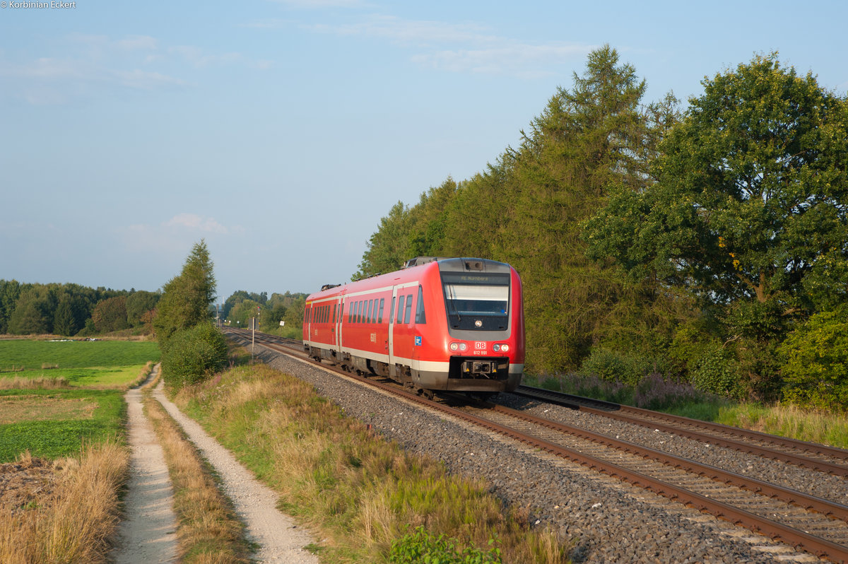 612 991 mit dem RE 5290 von Cheb nach Nürnberg bei Waldershof, 10.09.2016