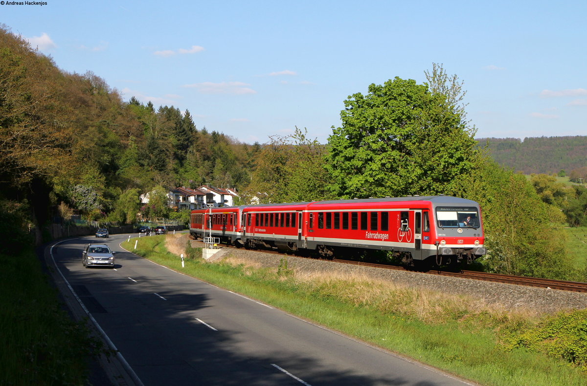 628 224-8 und 628 673-6 als RE 23394 (Crailsheim-Aschaffenburg Hbf) bei Stadtprozelten 30.4.17