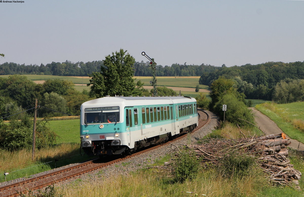 628 526-5/628 436-7 als RE 4381 (Aschaffenburg Hbf-Crailsheim) am Esig Satteldorf 24.7.18