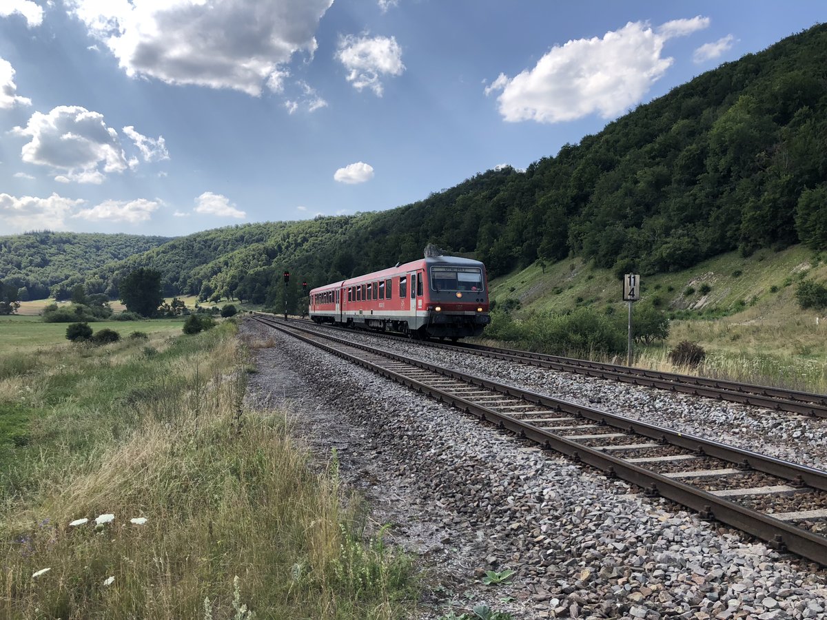 628 549 mit einer Rb von Munderkingen nach Ulm am 19.07.2018 bei Arnegg.
