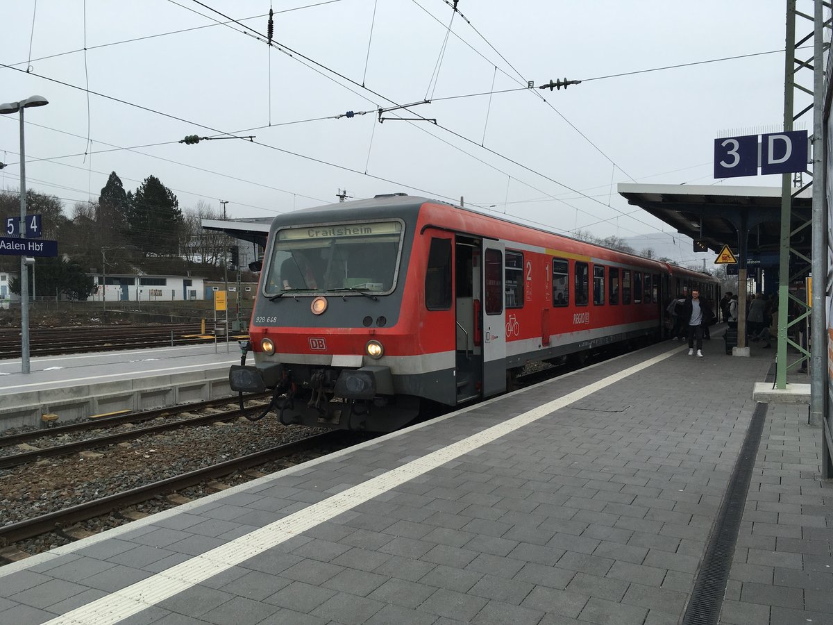 628 648 als Re nach Crailsheim am 15.02.18 in Aalen.