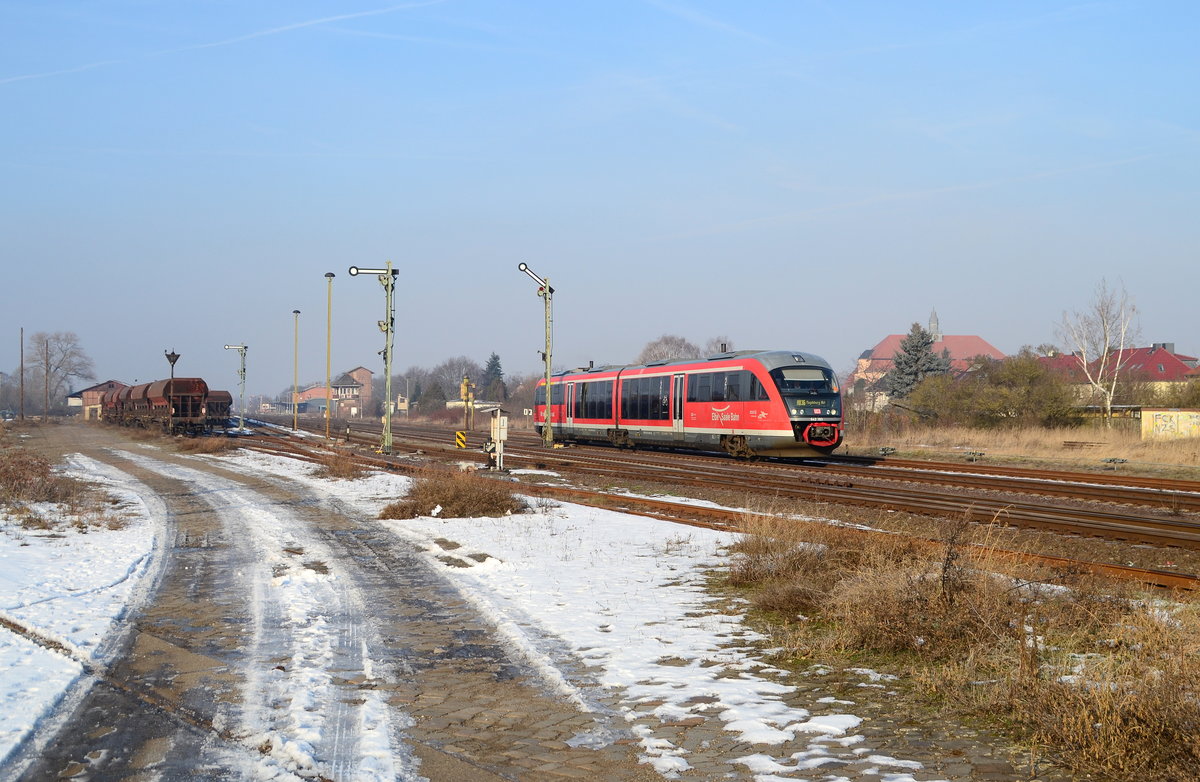 642 193 als RB 26541 Haldensleben - Magdeburg Hbf am 28.01.2017 bei der Ausfahrt aus Haldensleben 