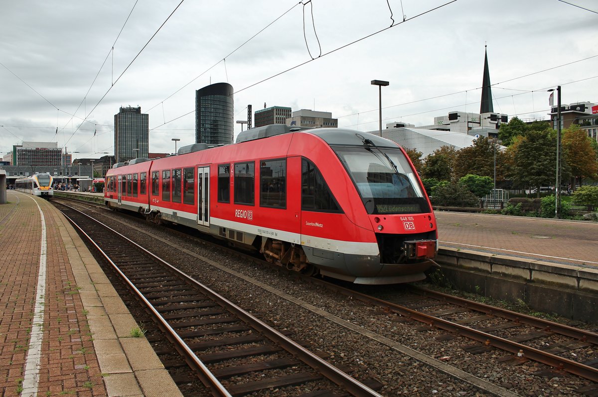 648 105-4 erreicht am 18.8.2017 als RB52 (RB14476)  Volmetal-Bahn  von Lüdenscheid den Dortmunder Hauptbahnhof. 