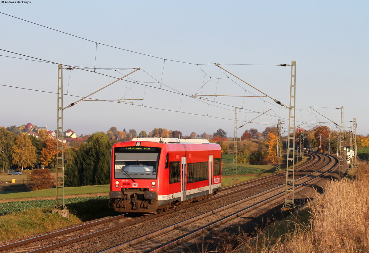 650 311-4  als RB 22430 (Pforzheim Hbf-Tübingen Hbf) bei Eutingen 27.10.16