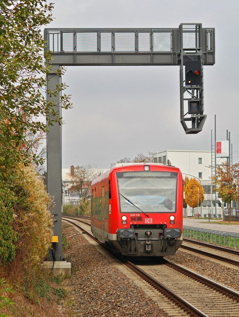 650 316 als RB, Ulm Hbf - Weißenhorn, in Neu-Ulm Finninger Straße. Oktober 2015