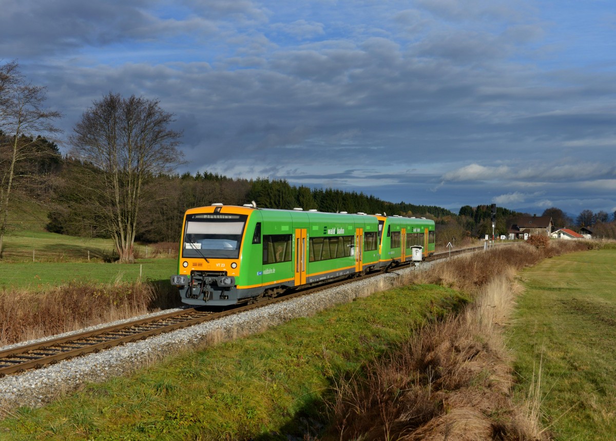 650 658 (VT 23) + 650 657 (VT 22) als RB nach Plattling am 10.11.2013 bei Gotteszell.