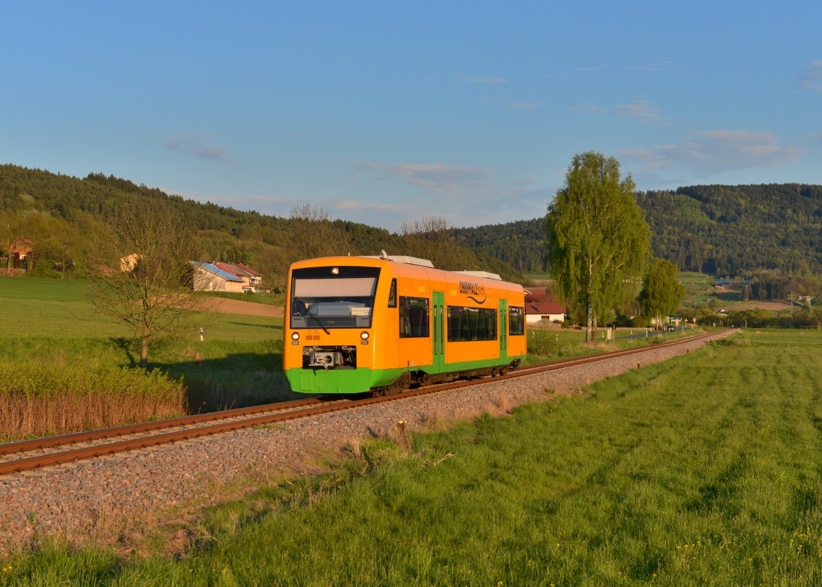 650 669 (VT 36) als RB nach Cham am 22.04.2014 bei Göttling. 