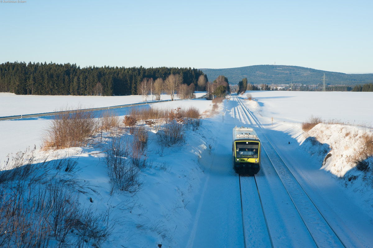 650 738 als ag 84670 von Bad Steben nach Marktredwitz zwischen Marktleuthen und Röslau, 20.01.2017