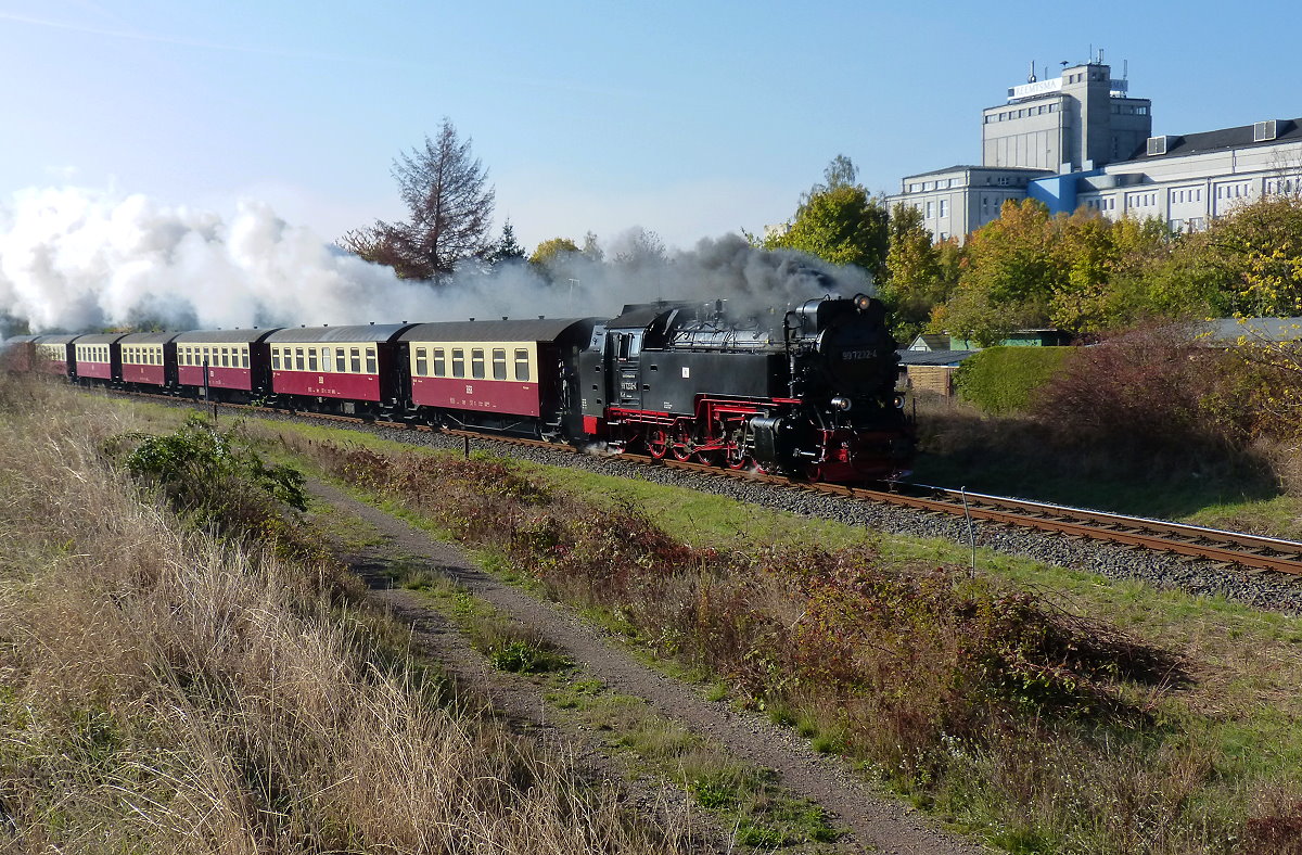 99 7232-4 zwischen den Haltepunkten hesseröder Straße und Altentor im Statdtgebiet Nordhausen am 05.10.2018