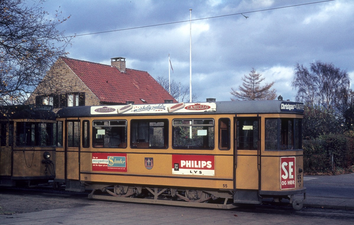 Aarhus Århus Sporveje (ÅS) SL 1 (Scandia-Bw 55 + -Tw 2) Dalgas Avenue am 6. November 1971.