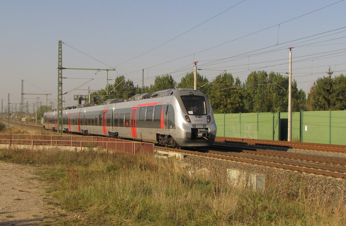 abellio 9442 304 als ABR 20858 von Erfurt Hbf nach Apolda, am 09.10.2015 bei Erfurt Azmannsdorf.