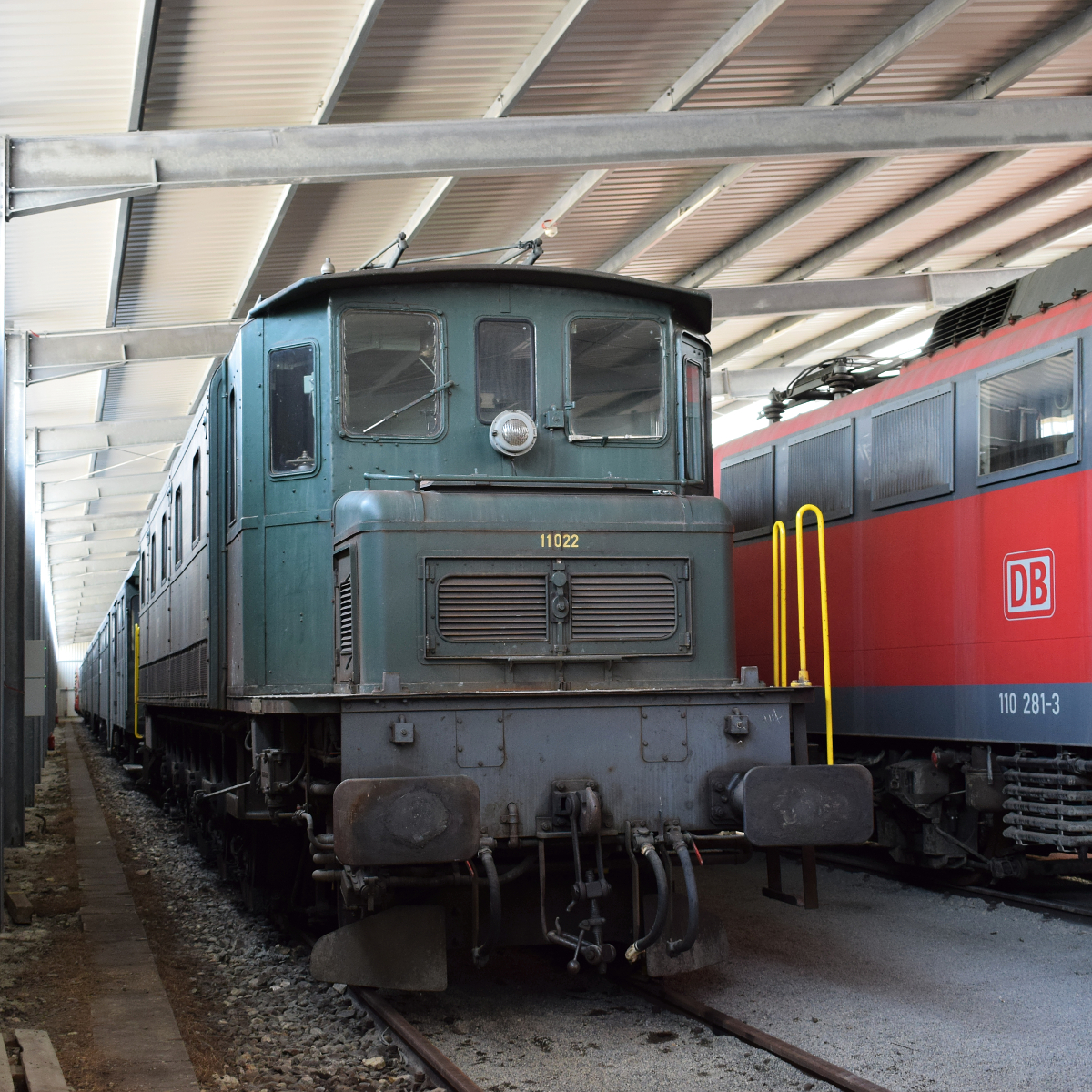 Ae 4/7 11022 am 21. April 2018 in der SVG Eisenbahn-Erlebniswelt in Horb am Neckar.