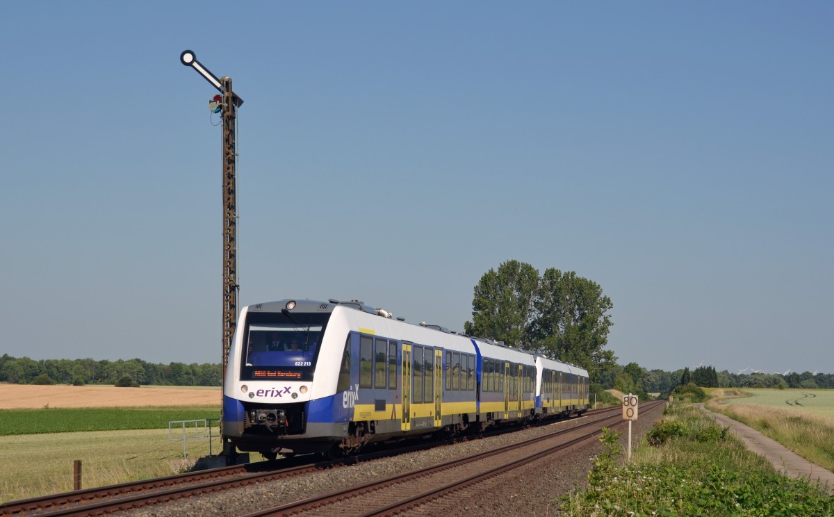 Am 02.07.15 passiert 622 213 mit einem weiteren Triebzug der Reihe 622 das Blocksignal von Othfresen. Das Duo war unterwegs von Hannover nach Bad Harzburg.