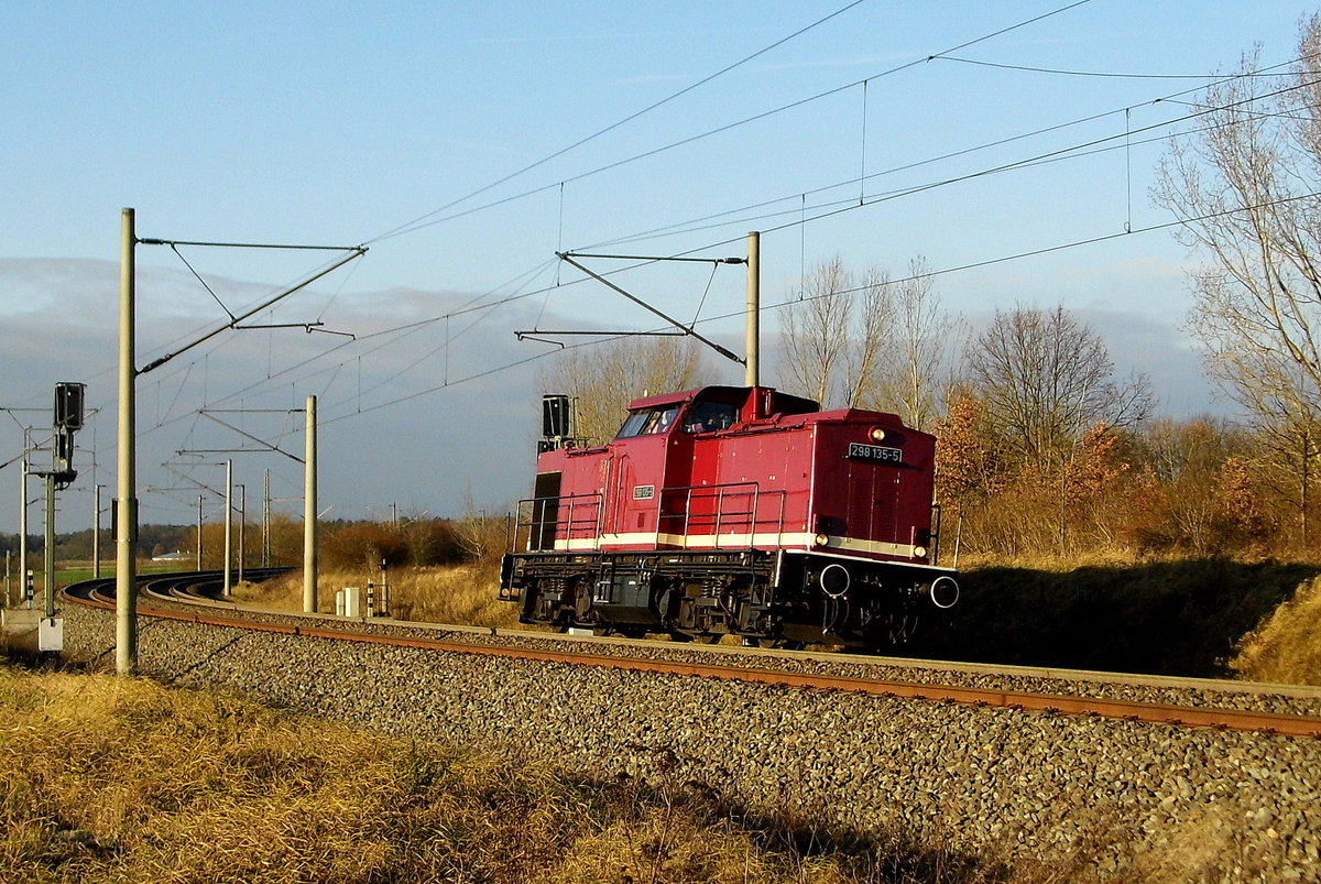 Am 07.12.2017 Probefahrt die 298 135-5 von der LOK OST - Lokführerdienstleistungen Olof Stille, Staßfurt von Wittenberge nach Stendal .