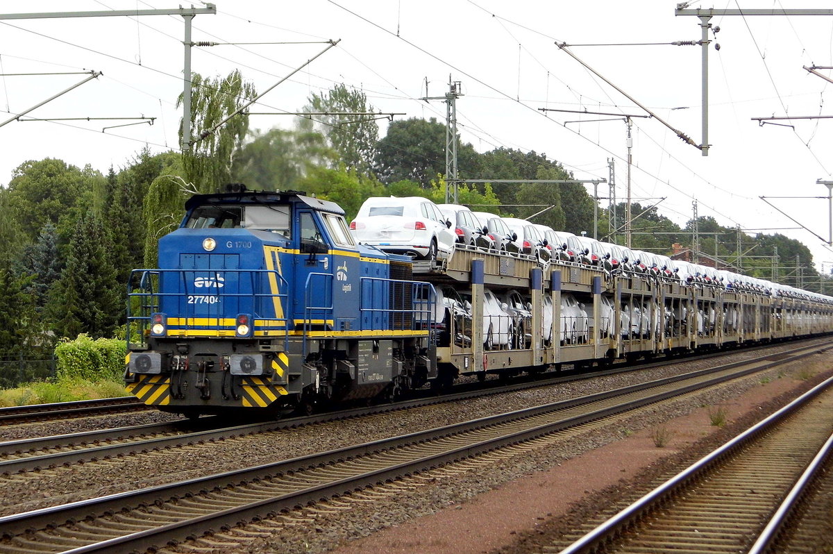 Am 08.08.2017 kam die 277 404-0 von der evb Logistik, aus Richtung Magdeburg nach Niederndodeleben und fuhr weiter in Richtung Braunschweig .