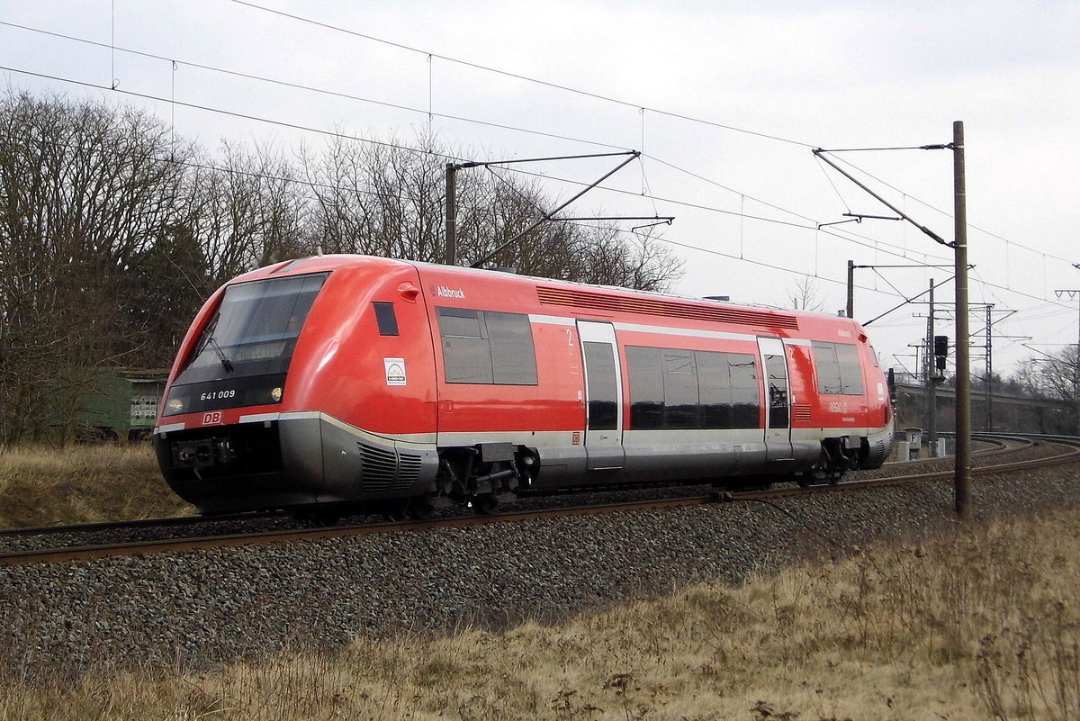 Am 09.03.2018 kam die 641 009 von DB Regio , aus Richtung Stendal und fuhr  nach  Wittenberge .