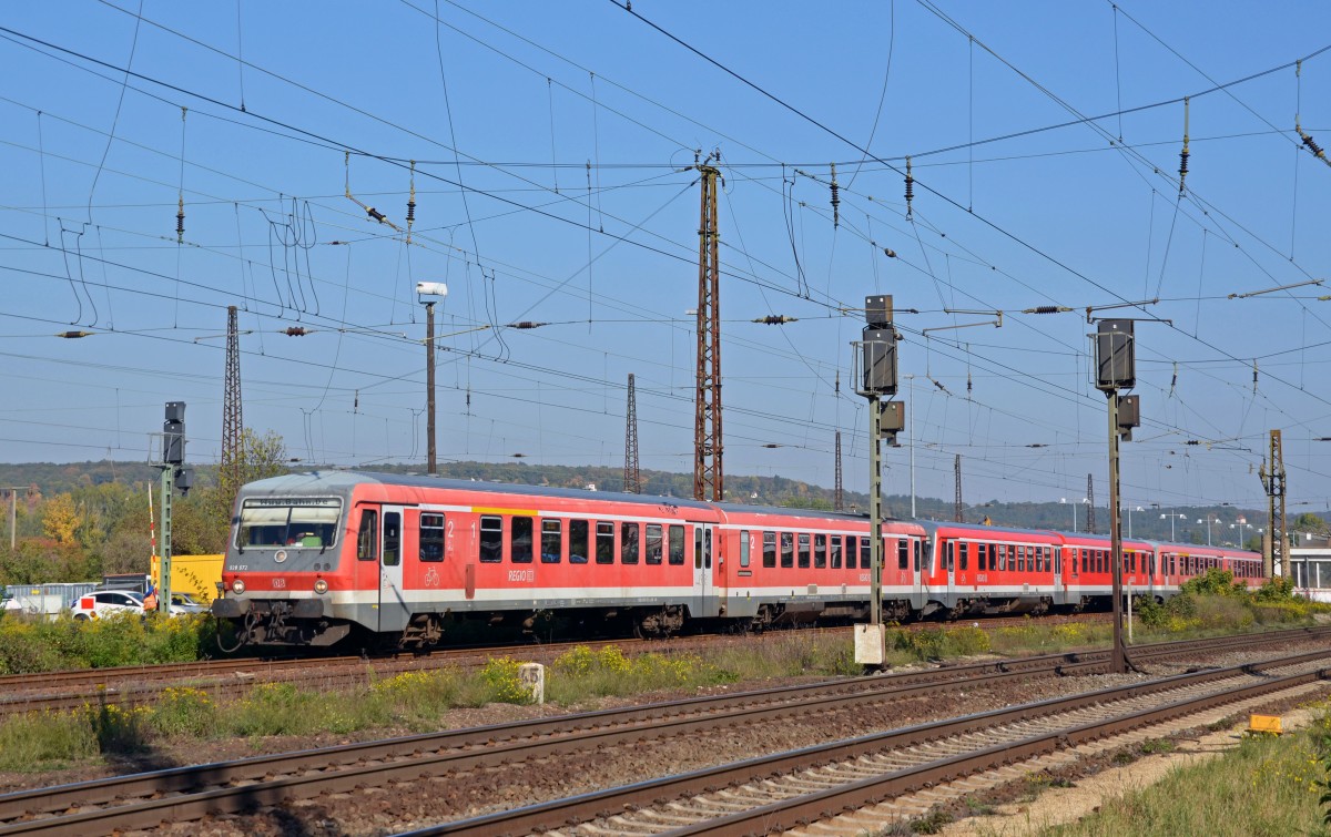 Am 12.10.15 erreichten 628 672, 628 659 und 628 674 den Bahnhof Naumburg. Nach kurzem Aufenthalt wurde die Fahrt Richtung Karsdorf fortgesetzt.