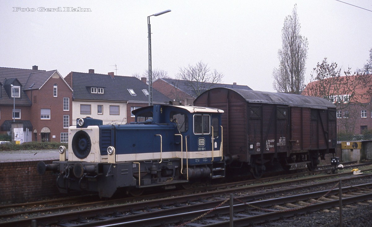 Am 16.11.1987 war 333193 Rangierlok im Bahnhof Meppen im Emsland.