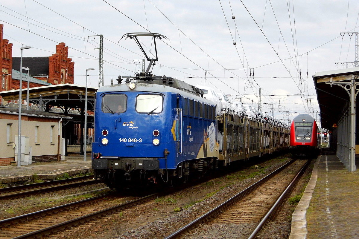 Am 18.04.2017 kam die 140 484-3 von der evb Logistik aus Richtung Magdeburg nach Stendal und fuhr weiter in Richtung Salzwedel .