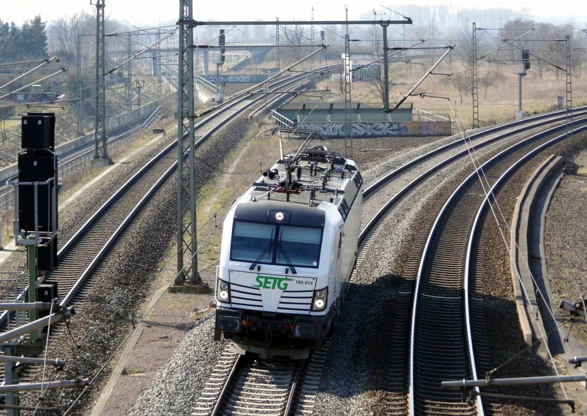 Am 19.03.2015 kam die 193 814-1 von der SETG ( Railpool) aus Richtung Wittenberge und fuhr weiter in Richtung Stendal .