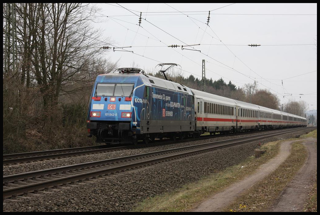 Am 24.3.2018 hatte Ecophant 101042 einen Einsatz auf der Rollbahn und kam mit ihrem IC um 14.44 Uhr in Richtung Münster fahrend durch die Bauernschaft Lengerich Schollbruch.