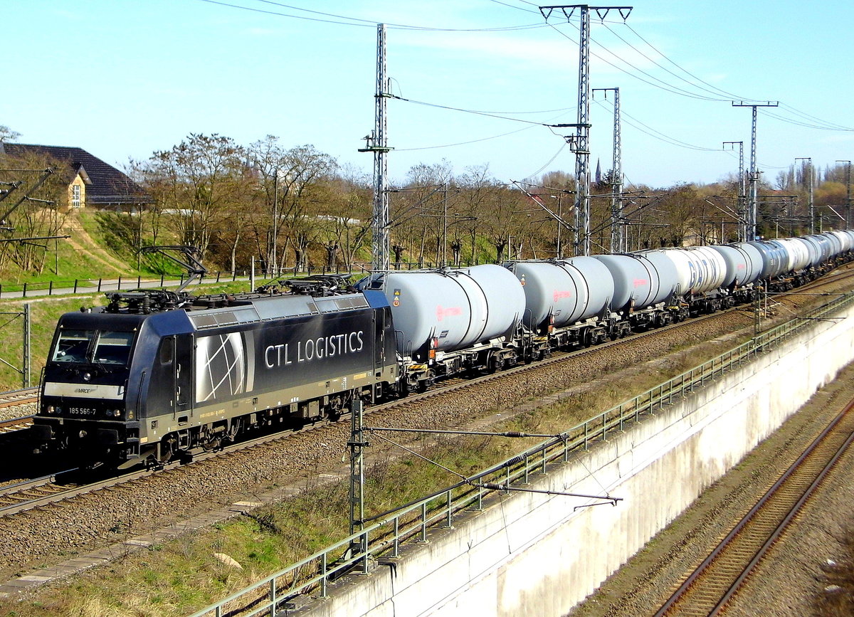 Am 27.03.2017 kam die 185 566-7 von der CTL Logistics GmbH, (MRCE Dispolok ) aus Richtung Stendal und fuhr weiter in Richtung Salzwedel.