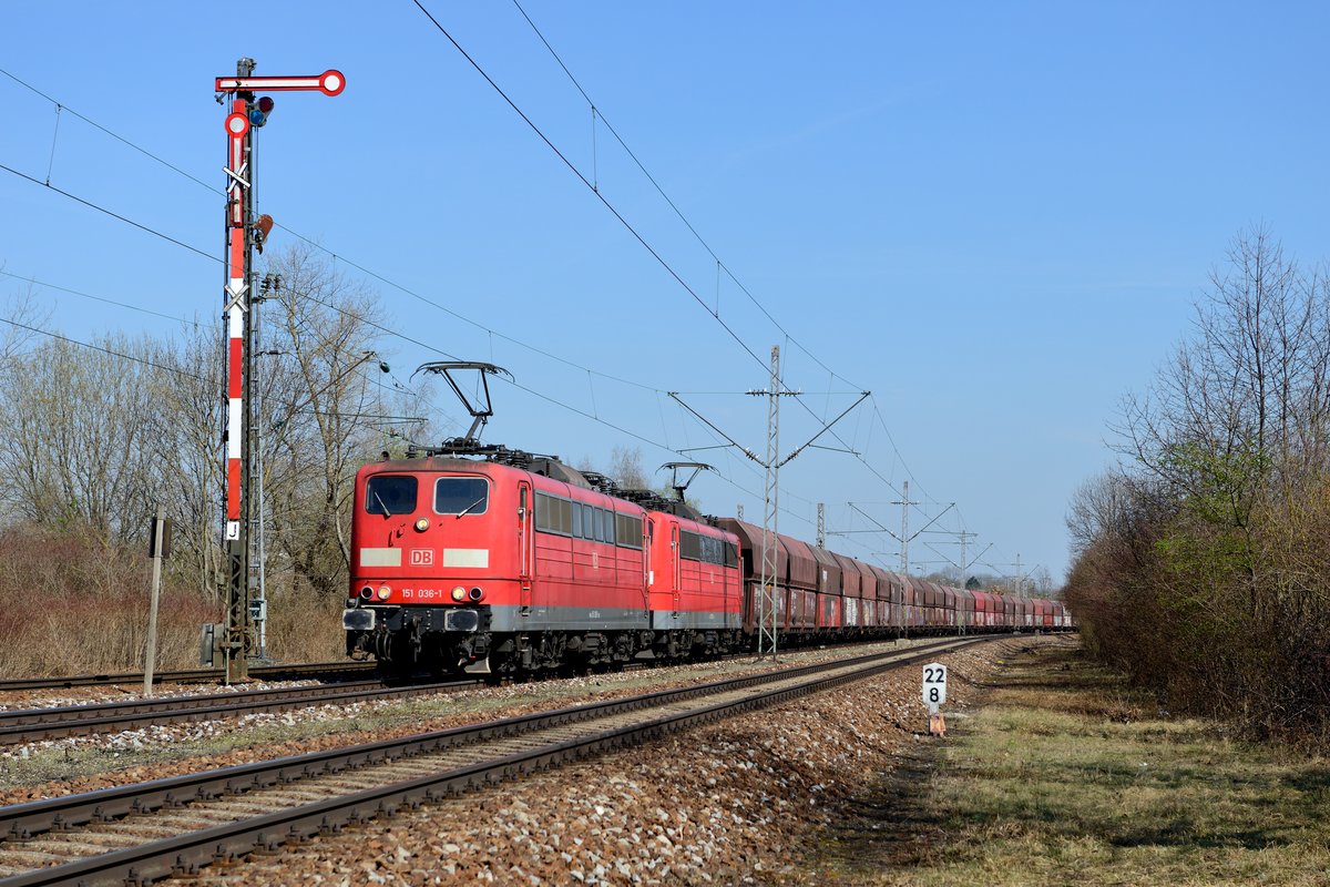 Am 31. März 2017 konnte ich den GM 60270 von München Johanneskirchen nach Oberhausen West in München Freimann aufnehmen. Gezogen wurde der Leerkohlezug von 151 036 und 135.