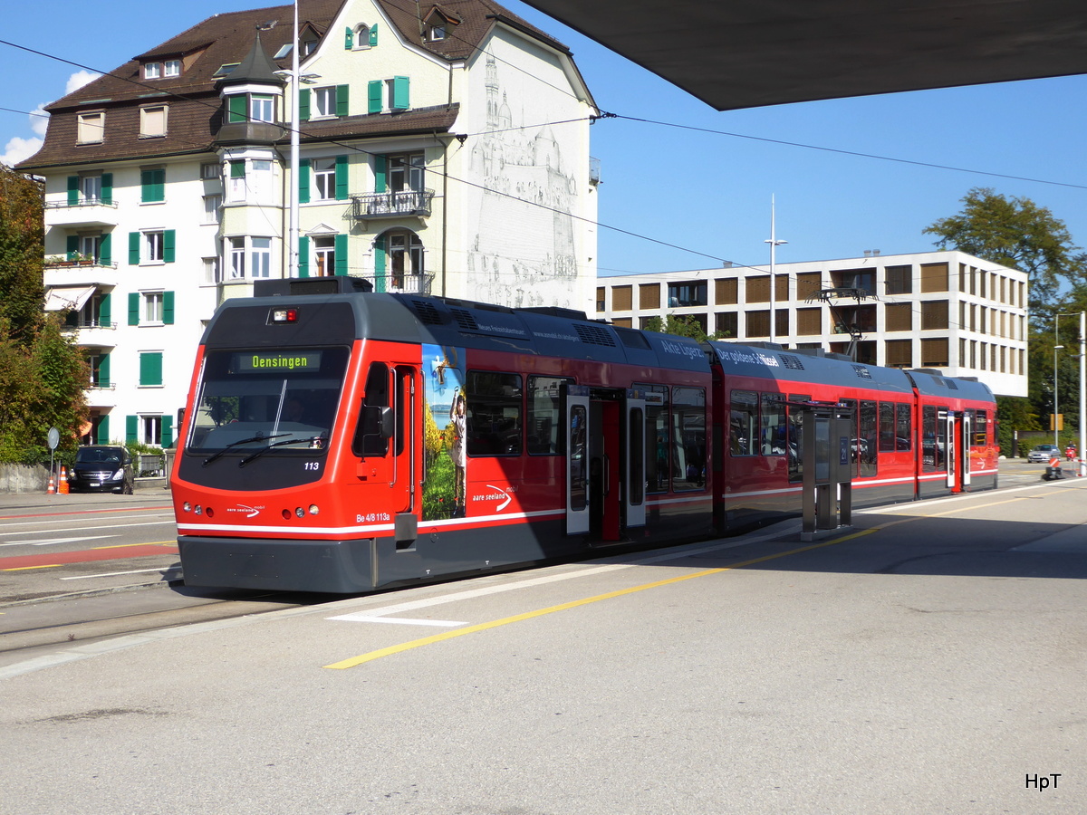 asm Oberaargau - Triebwagen be 4/8 113 im Bahnhof Solothurn am 27.09.2017