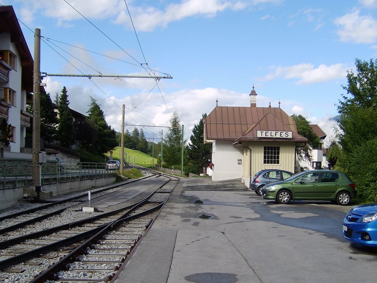 Bahnhof Telfes der Stubaitalbahn, am 24.07.2007.